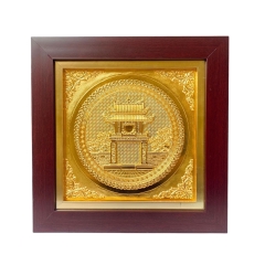 Tranh Đồng Khuê Văn Các , Mạ Vàng 24K ( 42x42cm ) - Cửu Diệu Thiên - THN265