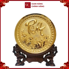 Tranh Đĩa Đồng Chữ Phát , Mạ Vàng 24K ( Đường Kính 19cm ) - Cửu Diệu Thiên - ĐC007