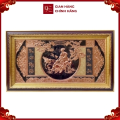 Tranh Đồng Mừng Thọ Cụ Bà , Đồng Đỏ  ( 42x72cm ) - Cửu Diệu Thiên - CB001