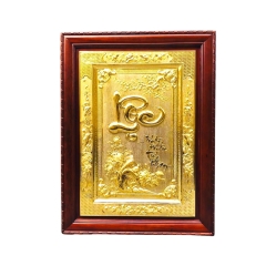 Tranh Đồng Chữ Lộc , Mạ Vàng 24K ( 88x128cm ) - Cửu Diệu Thiên - THN177