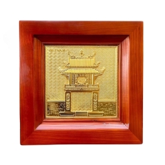 Tranh Đồng Khuê Văn Các , Mạ Vàng 24K ( 28x28cm ) - Cửu Diệu Thiên - THN266