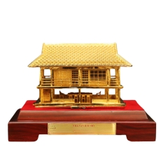 Mô Hình Nhà Sàn Bác Hồ Mạ Vàng 24K - Đồ Đồng Cao Cấp - Cửu Diệu Thiên - THN142