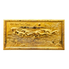 Tranh Đồng Mã Đáo Thành Công, Khung Đồng Liền , Mạ Vàng 24K ( 107x197cm ) - Cửu Diệu Thiên - MD020