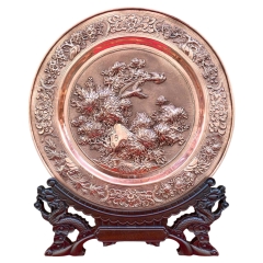 Tranh Đĩa Đồng Hoa Mẫu Đơn ( 35x41cm ) - Cửu Diệu Thiên - TD015