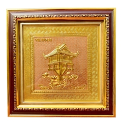Tranh Đồng Chùa Một Cột , Mạ Vàng 24K ( 30x30cm ) - Cửu Diệu Thiên - MC0010