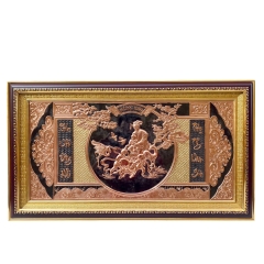Tranh Đồng Mừng Thọ Cụ Bà , Đồng Đỏ  ( 42x72cm ) - Cửu Diệu Thiên - CB001