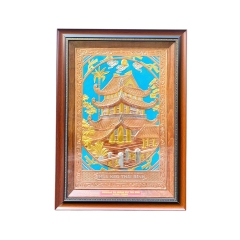 Tranh Đồng Chùa Keo - Đồng Đỏ, Dát Điểm Vàng Bạc (40x55cm) - Cửu Diệu Thiên - CK005