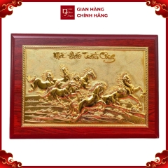 Tranh Đồng Mã Đáo Thành Công , Dát Vàng ( 25x35cm ) - Cửu Diệu Thiên - MD003