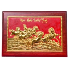 Tranh Đồng Mã Đáo Thành Công , Dát Vàng ( 25x35cm ) - Cửu Diệu Thiên - MD005