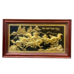 Tranh Đồng Mã Đáo Thành Công , Mạ Vàng 24K ( 88x155cm ) - Cửu Diệu Thiên - MD0016