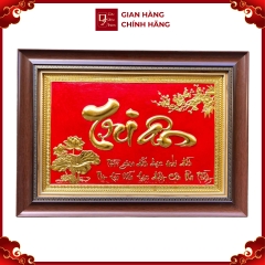 Tranh Đồng Chữ Tri Ân , Dát Vàng ( 40x55cm ) - Cửu Diệu Thiên - TA006