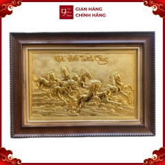 Tranh Đồng Mã Đáo Thành Công , Dát Vàng ( 25x35cm ) - Cửu Diệu Thiên - MD004