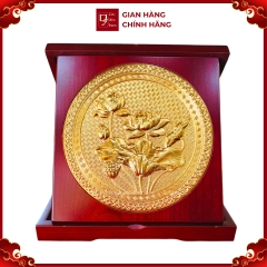 Tranh Đồng Hoa Sen , Ma Vàng 24k ( Đường Kính 23cm ) - Cửu Diệu Thiên - TD025