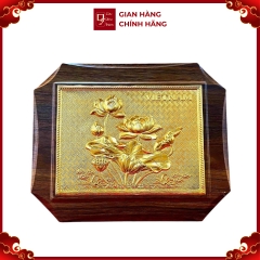 Tranh Đồng Hoa Sen , Dát Vàng ( 20x25cm ) - Cửu Diệu Thiên - SH031