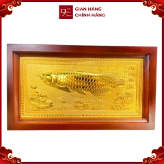 Tranh Đồng Cá Rồng , Mạ Vàng 24K ( 38x68cm ) - Cửu Diệu Thiên - THN342