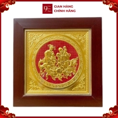 Tranh Đồng Mừng Thọ Ông Bà , Dát Vàng ( 42x42cm ) - Cửu Diệu Thiên - THN210