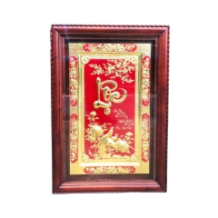 Tranh Đồng Chữ Lộc , Mạ Vàng 24K ( 128x88cm ) - Cửu Diệu Thiên - THN182