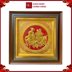 Tranh Đồng Mừng Thọ Ông Bà , Dát Vàng ( 42x42cm ) - Cửu Diệu Thiên - THN210