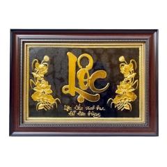 Tranh Đồng Chữ Lộc , Dát Vàng ( 38x54cm ) - Cửu Diệu Thiên - THN186