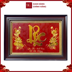 Tranh Đồng Chữ Lộc , Dát Vàng ( 38x54cm ) - Cửu Diệu Thiên - THN188