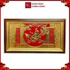 Tranh Đồng Mừng Thọ Bà Cụ , Dát Vàng ( 38x68cm ) - Cửu Diệu Thiên - THN219