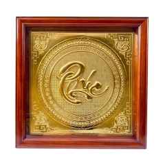 Tranh Đồng Chữ Phúc , Dát Vàng ( 68x68cm ) - Cửu Diệu Thiên - CP009