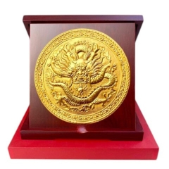 Tranh Đồng Vàng Rồng Phú Quý , Mạ Vàng 24K ( Đường Kính 23cm )  - Cửu Diệu Thiên - RV003
