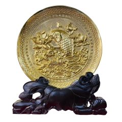 Tranh Đồng Đĩa Cá Chép Hoa Sen ( Đường Kính 19cm ) - Cửu Diệu Thiên - CH003