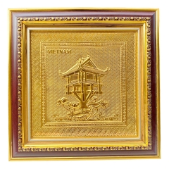 Tranh Đồng Chùa Một Cột , Mạ Vàng 24K ( 30x30cm ) - Cửu Diệu Thiên - MC0011