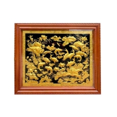 Tranh Cá Chép Hoa Sen - Đồ Đồng Cao Cấp - Cửu Diệu Thiên - THN379