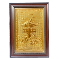 Tranh Đồng Chùa Một Cột , Dát Vàng ( 38x54cm ) - Cửu Diệu Thiên - MC0018