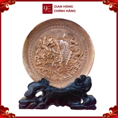 Tranh Đồng Đĩa Cá chép Hoa Sen ( Đường Kính 19cm ) - Cửu Diệu Thiên - CH002
