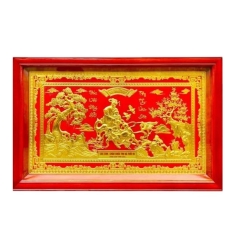 Tranh Đồng Mừng Thọ Bà Cụ , Dát Vàng ( 66x106cm ) - Cửu Diệu Thiên - THN220