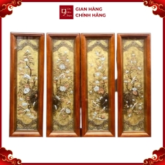 Tranh Đồng Tứ Quý Giả Cổ Dát Điểm Vàng Bạc ( 28x88cm ) - Cửu Diệu Thiên - TQ003