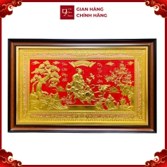 Tranh Đồng Mừng Thọ Ông Bà Cụ , Dát Vàng ( 66x106cm ) - Cửu Diệu Thiên - THN212