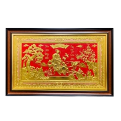 Tranh Đồng Mừng Thọ Ông Bà Cụ , Dát Vàng ( 66x106cm ) - Cửu Diệu Thiên - THN212