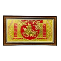 Tranh Đồng Mừng Thọ Ông Bà Cụ , Dát Vàng ( 38x68cm ) - Cửu Diệu Thiên - THN213