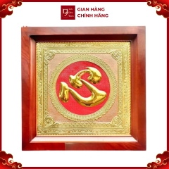 Tranh Đồng Chữ Tâm , Mạ Vàng ( 48x48cm ) - Cửu Diệu Thiên - ĐT009
