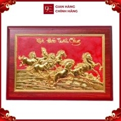 Tranh Đồng Mã Đáo Thành Công , Dát Vàng ( 25x35cm ) - Cửu Diệu Thiên - MD005