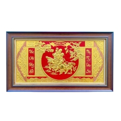 Tranh Đồng Mừng Thọ Ông Bà Cụ , Dát Vàng - Cửu Diệu Thiên - THN214