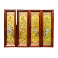 Tranh Đồng Tứ Quý Dát Vàng Bạc ( 1m27x41cm ) - Cửu Diệu Thiên - TQ004