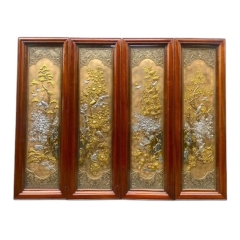 Tranh Đồng Tứ Quý Dát Vàng Bạc ( 1m27x41cm ) - Cửu Diệu Thiên - TQ005