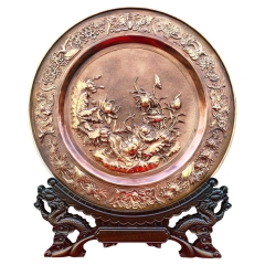 Tranh Đĩa Đồng Hoa Sen ( 35x41cm ) - Cửu Diệu Thiên - TD011
