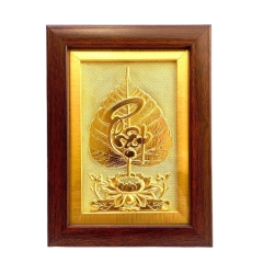 Trang Đồng Lá Bồ Đề Chữ Phật Mạ Vàng 24K ( 15x20cm ) - Cửu Diệu Thiên - BD006