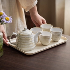Bộ ấm trà vân nâu (1 ấm + 5 cốc) - TC59