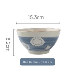 Bộ bát đĩa gốm sứ họa tiết sọc tròn phong cách Nhật Bản - TC77