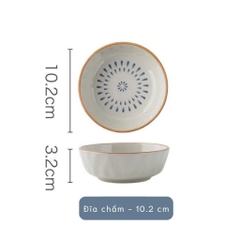 Bộ bát đĩa gốm sứ họa tiết sọc tròn phong cách Nhật Bản - TC77