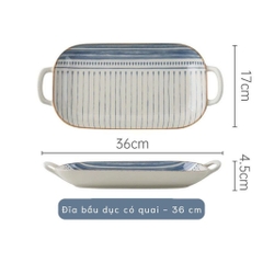 Bộ bát đĩa gốm sứ họa tiết sọc tròn phong cách Nhật Bản - TC77