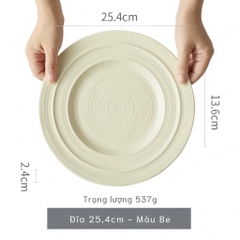 Bộ bát đĩa thủ công Creamy Lavender- vân tròn nhiều lớp tím be - GT02