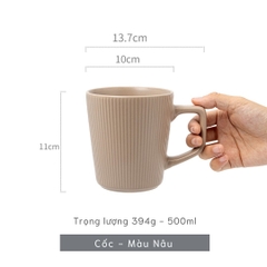 Cốc vân sọc phong cách hiện đại có quai 500ml 11cm - PT76
